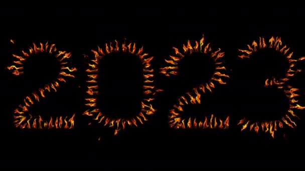 Šťastný Nový Rok 2023 Požár Textu — Stock video