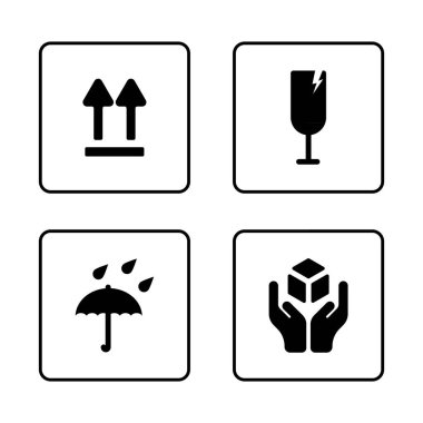 Beyaz arkaplanda kırılgan işaret ve sembol