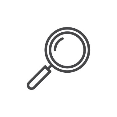 Beyaz üzerine izole edilmiş Loupe lineer biçimi pictogram