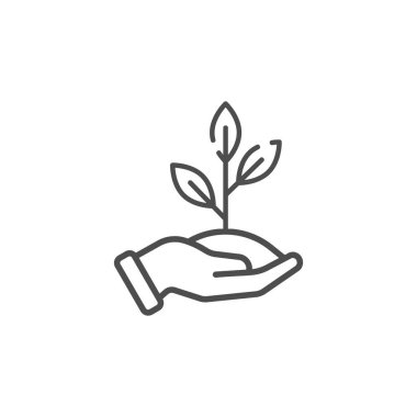 Elde bitki. Vektör simgesi illüstrasyonu.