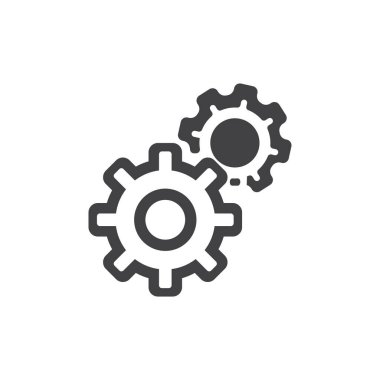 Düz vektör simgesi ayarlanıyor. Basit Ayarlama vites vektörü beyaz arkaplanda izole