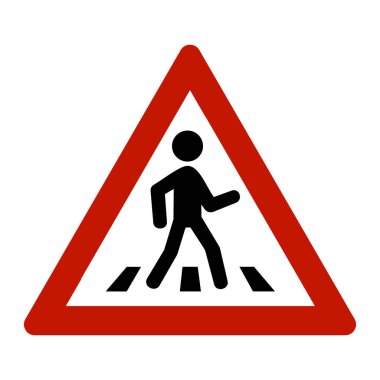 Yaya geçidi ikonu. Zebra geçiyor. Beyaz arkaplanda vektör simgesi izole edildi