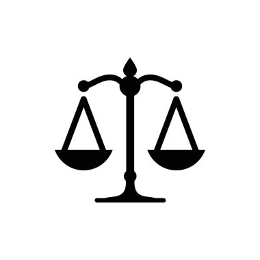 Adalet simgesi beyaz arka plan üzerinde ölçekler