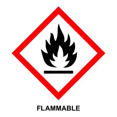 GHS Hazard Pictogram - Alevlendirilebilir, yanıcı tehlike uyarısı işareti, izole vektör çizimi