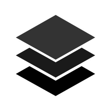 Katman simgesi, yerleşim simgesi, katmanlı malzeme sembolü, izole vektör illüstrasyonu