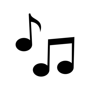 Müzik notaları, siyah izole simgeler, vektör illüstrasyonu