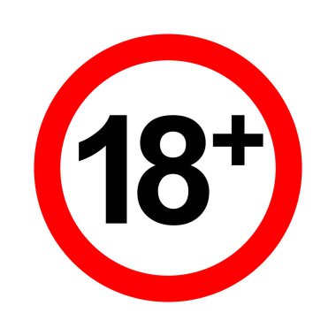  On sekiz yaşından küçük yasak işareti, sadece, Yetişkin illüstrasyon vektör