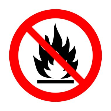 Ateş edildiğine dair bir iz yok. Yangın yok, ateş yasağı işareti yok. Kırmızı, siyah ve beyaz vektör çizimi