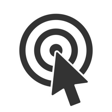 Çemberde ok imleci, izole imleç simgesi, vektör illüstrasyonu.