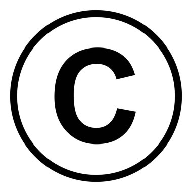 Telif hakkı sembolü, izole edilmiş siyah vektör illüstrasyonu