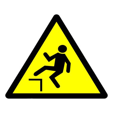 İndirme işareti, kenar sarı üçgen uyarı işareti, vektör illüstrasyonu