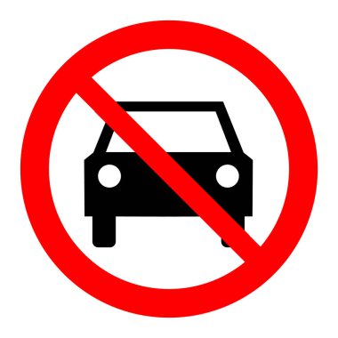 Araba yasaklama işareti yok, araba girişi yok, sembolü sürme, vektör illüstrasyonu yok