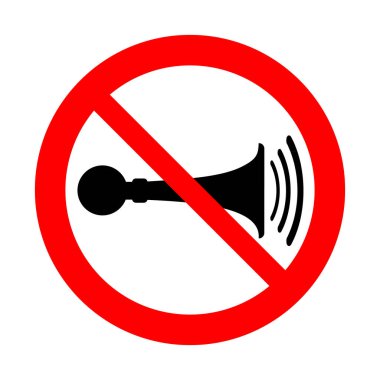 Korna yok, trompet yasak işareti, vektör illüstrasyonu