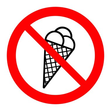 Dondurma yok, dondurma sembollü içki yasağı tabelası, vektör illüstrasyonu