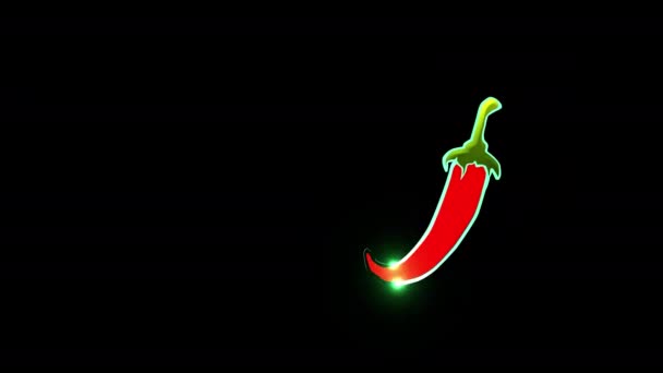 Kırmızı Biber Kabuğu Gürültü Animasyon Neon Ikonu Şeffaf Arkaplan Market — Stok video