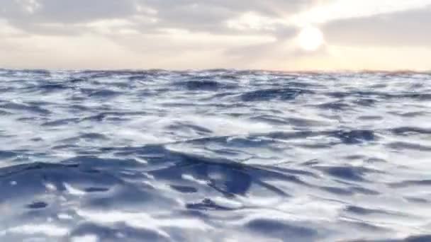 Pôr Sol Sobre Mar Oceano Tempestuoso Ondas Superfície Mar Vista — Vídeo de Stock