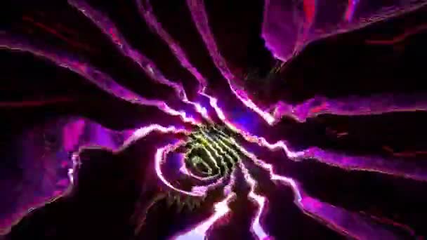 Фіолетовий Рух Світяться Трубки Цикл Здатна Анімація Форма Абстрактної Геометрії — стокове відео