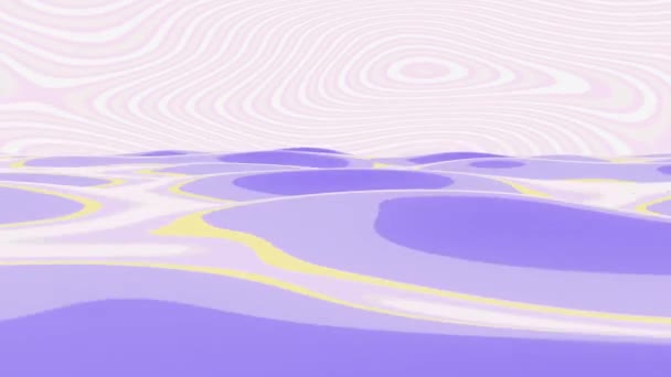 漫画の水 波状の海面について スタイリッシュな海とヴァイオレットの夕日空 アニメーションされた空 トロピカルシーン — ストック動画