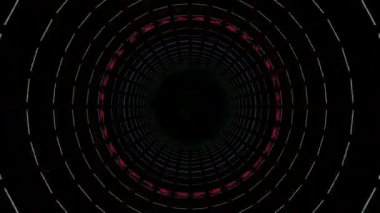 Neon ışıldayan tüp ışınlanması. Parlak halkalar. Soyut tüp hareketi.