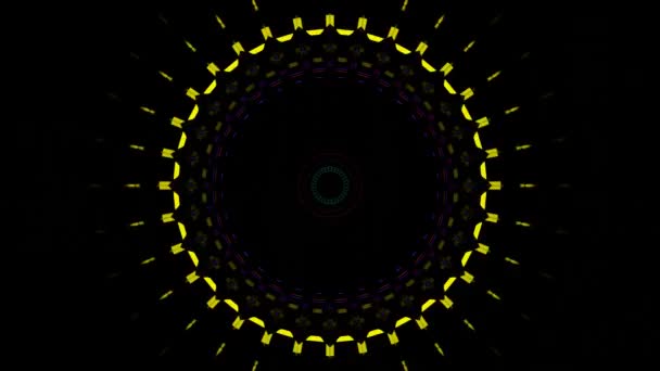 Neonově Zářící Teleportace Žhnoucí Kruhy Abstraktní Pohyb Trubky — Stock video