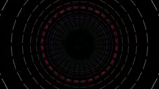 Neon Glödande Rör Teleportering Glänsande Cirklar Abstrakt Rörrörelse — Stockvideo