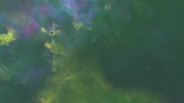 Galaxrymden Färgglad Och Glänsande Nebulosa Går Genom Färgglada Moln Färgglada — Stockvideo