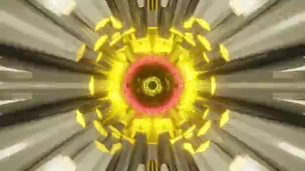 チューブモーション ネオンが光るチューブ トンネルを通る動き 抽象的な背景 — ストック動画