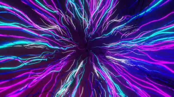 Kybernetický Tunel Neonové Zářící Čáry Sci Hraní Her Pozadí Galaxie — Stock video