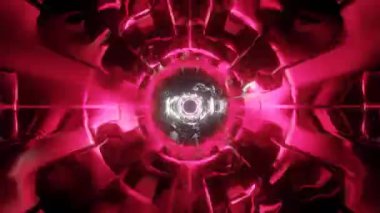 Titreyen ışığı olan metal bir tüp. Soyut bilim kurgu arkaplanı