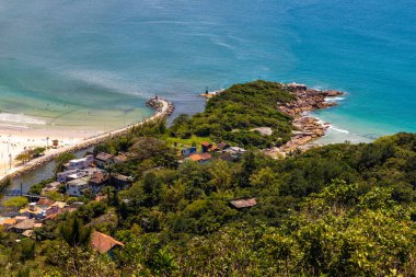 Aerial view of Barra da Lagoa canal, Santa Catarina, Brazil