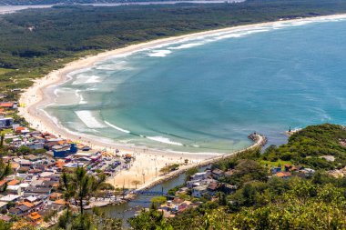 Aerial view of Barra da Lagoa beach, Santa Catarina, Brazil