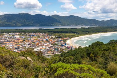 Barra da Lagoa beach with Lagoa da Conceicao in background, Florianopolis, Santa Catarina, Brazil
