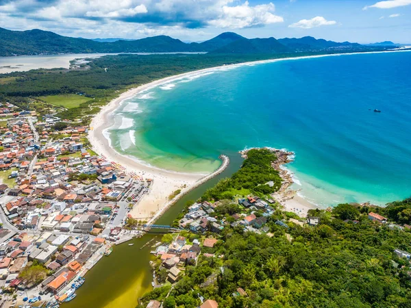 Aerial view of Barra da Lagoa and Lagoa da Conceicao lake, Santa Catarina, Brazil