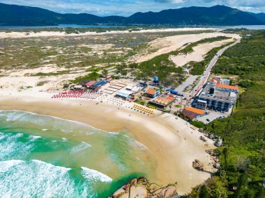 Aerial view of Joaquina beach, Florianopolis, Santa Catarina, Brazil