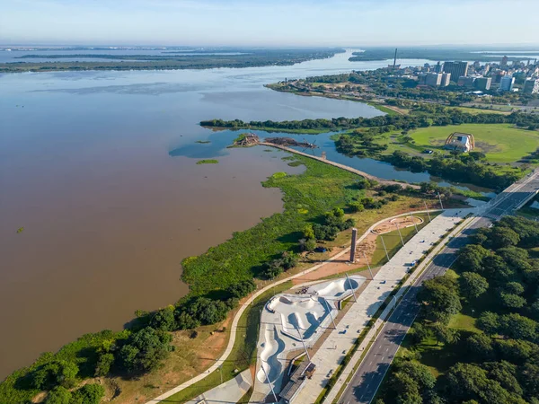 Vista Aérea Lago Guaiba Porto Alegre Rio Grande Sul Brasil — Fotografia de Stock