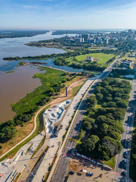 Luftaufnahme Des Guaiba Sees Und Von Porto Alegre Rio Grande lizenzfreie Stockfotos