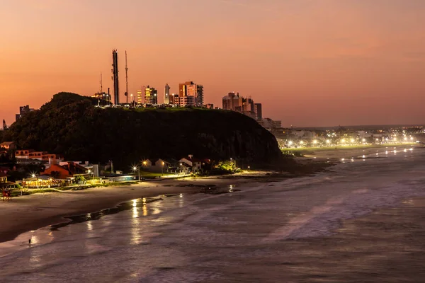 Gün Batımında Deniz Feneri Plajlar Torres Rio Grande Sul Brezilya — Stok fotoğraf