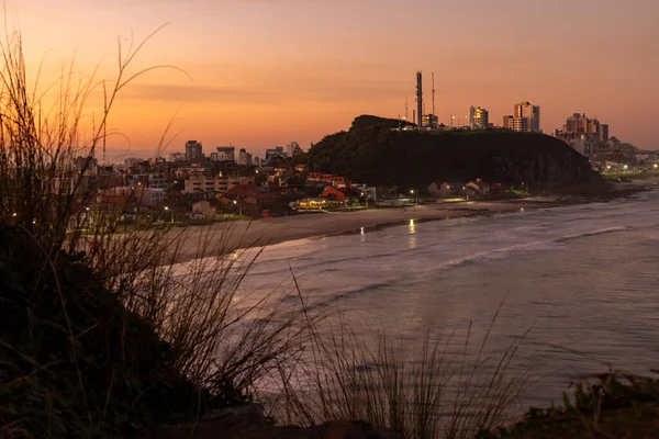 Günbatımında Cal Plajı Deniz Feneri Torres Rio Grande Sul Brezilya — Stok fotoğraf