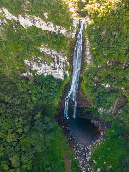 Pedra Branca Wasserfall Mit Umgebendem Wald Tres Forquilhas Rio Grande — Stockfoto