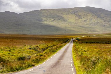 Dromalonhurt, Kerry, İrlanda 'da Dağlı ve Tarlalı Yol