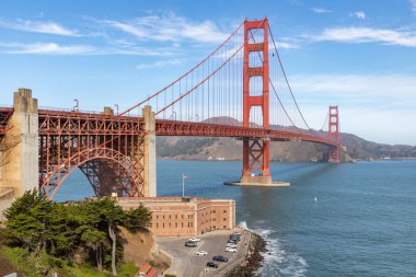 Presidio plajından Golden Gate, San Francisco, California, ABD