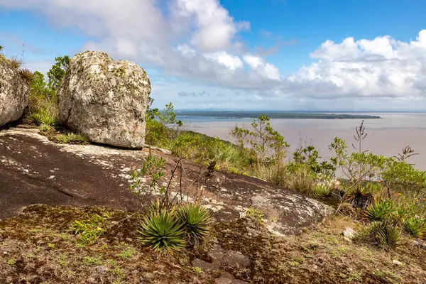 Itapua Eyalet Parkı 'ndaki kayalar ve bitki örtüsü, Viamao, Rio Grande do Sul, Brezilya