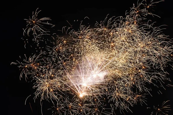 Explosions Fusées Beaux Feux Artifice Nouvel — Photo