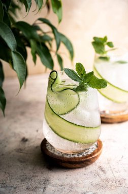 Sassy, detox water with cucumber and mint. Healthy infused water.