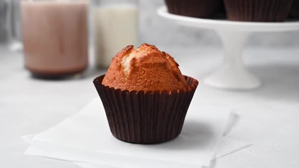 Homemade Classic Muffins Delicious Sweet Dessert — Stock videók