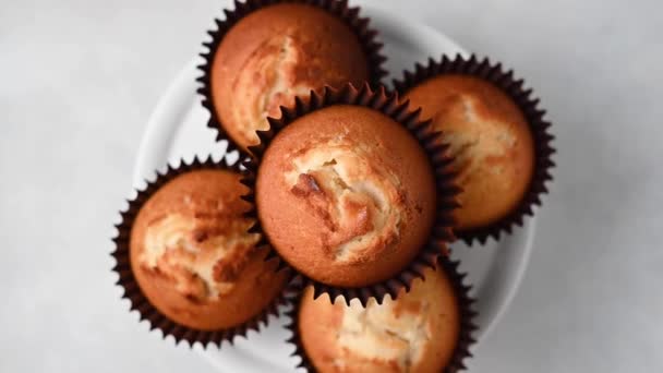 Homemade Classic Muffins Delicious Sweet Dessert — Vídeos de Stock