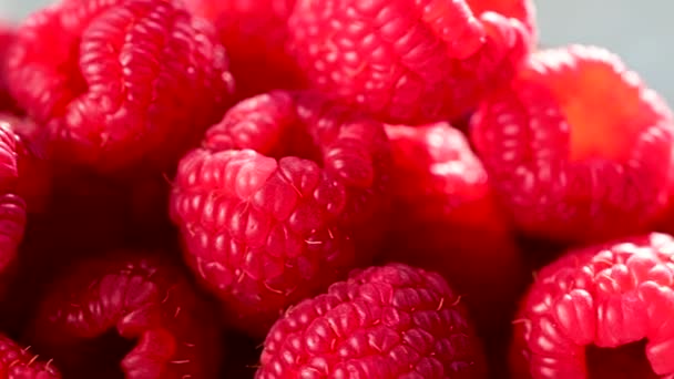 Framboesa Macro Textura Closeup Frutas Vermelhas Frescas — Vídeo de Stock