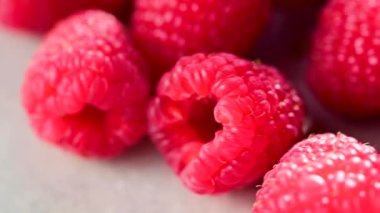 Macro raspberry, fresh red berry closeup texture