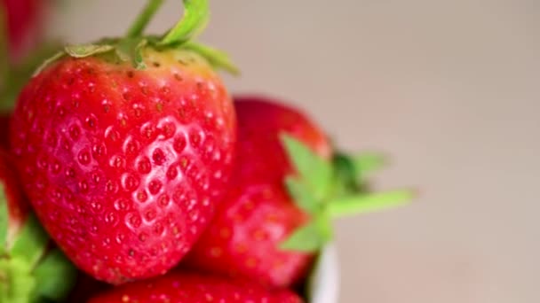 Morango Macro Fruta Fresca Tigela Frutos Verão — Vídeo de Stock