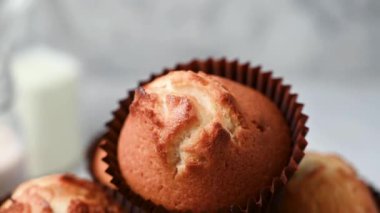 Close up classic homemade classic muffins. Delicious sweet dessert